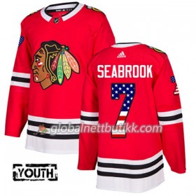 Chicago Blackhawks Hockeydrakt Brent Seabrook 7 2017-2018 USA Flag Fashion Svart Adidas Authentic - Barn